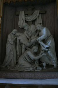 Statue of Christ, pieta, inside the church of Trinita dei