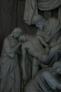 Statue of Christ, pieta, inside the church of Trinita dei