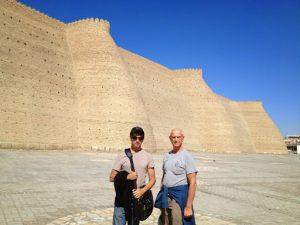 Uzbekistan: Bukhara Michael and Richard outside the massive brick walls of
